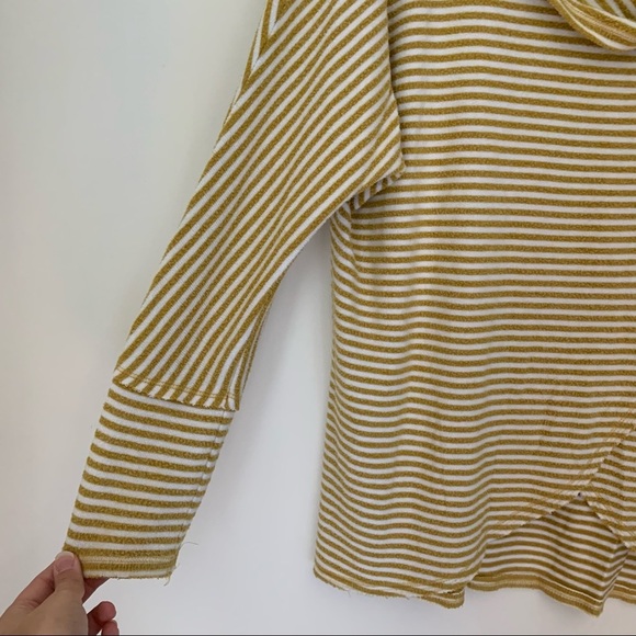 Saturday Sunday Anthropologie yellow cowl neck striped wrap top XS - Picture 3 of 6